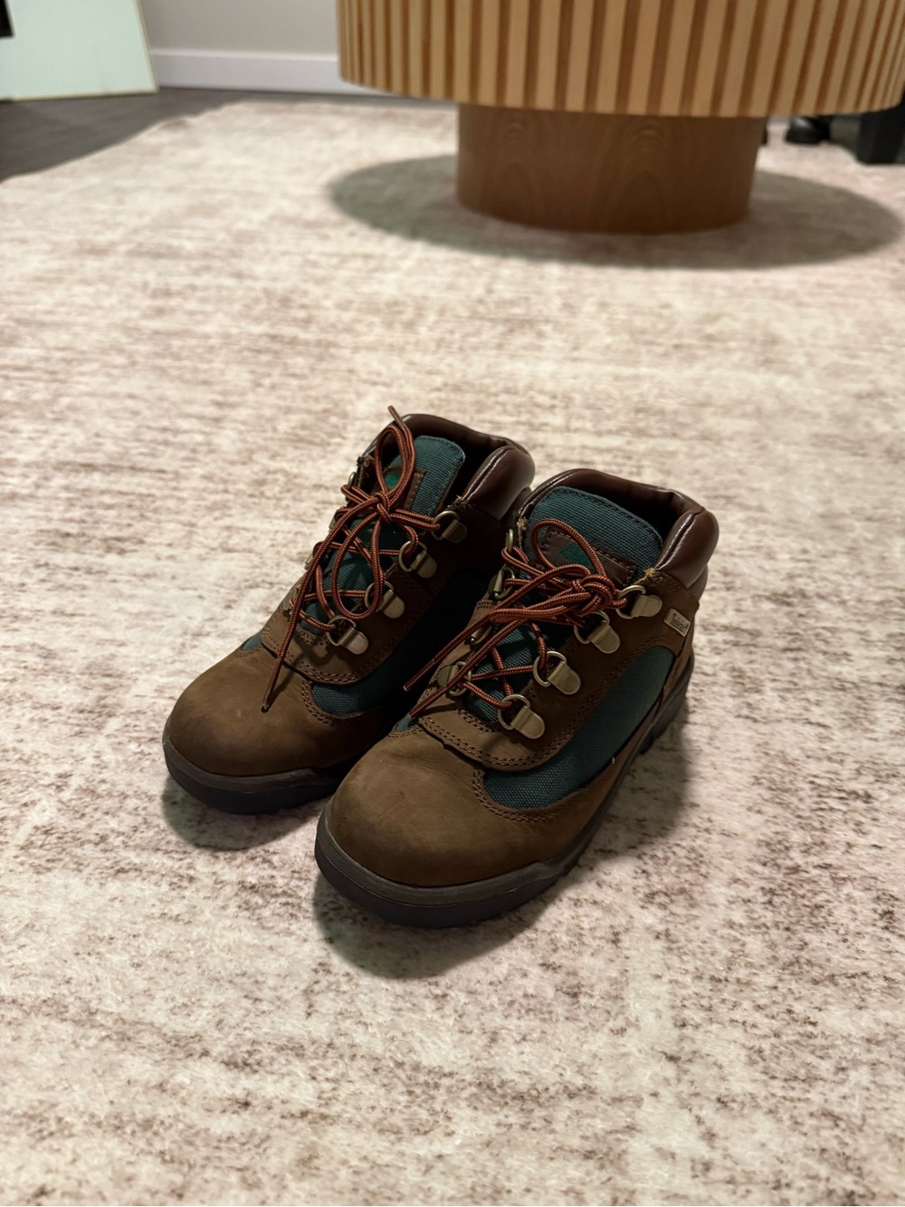 Timberland Brown and Teal Kids Lace-Up Hiking Boots